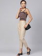 Juniper Women Sandgrey Cotton Flex Solid Slim Fit Pant/Slim Pant