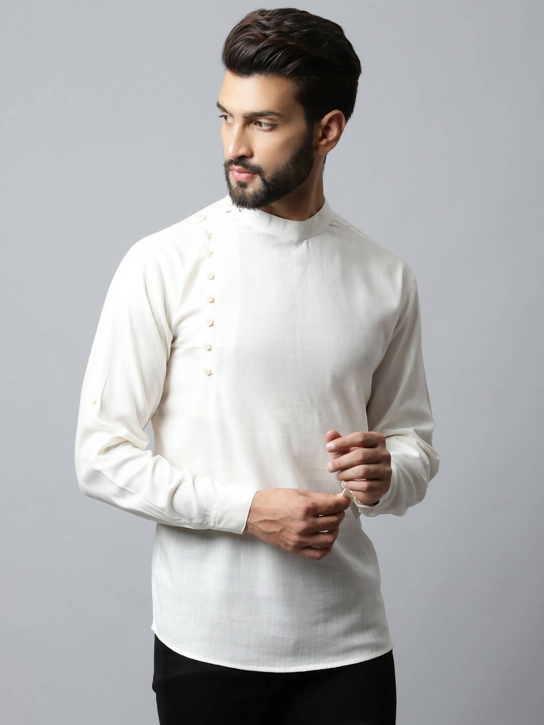 Even Apparels White Color Pure Cotton Men's Kurta With Side Placket (MMS135)
