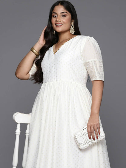 Ahalyaa Women's Traditional wear Ethnic Dress - Off White