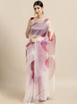 Tikhi Imli White & Pink Organza Printed Saree