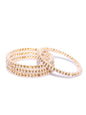 Gold-Polished Alloy Pearl And Rhinestones Studded Bangle Set - The Pari