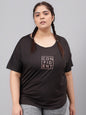 MKH Plus Size Typography Printed Relaxed Fit Dri-FIT Sports T-shirt