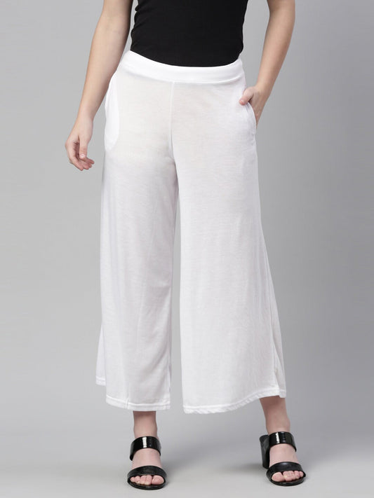 Souchii White Knitted Ethnic Palazzos