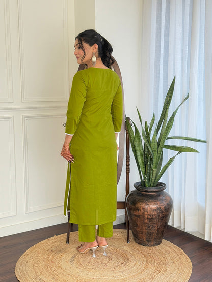 The52 Gorgeous Chikankari Work with Pure Cotton Fabric Straight Kurta, Pant and Dupatta Set