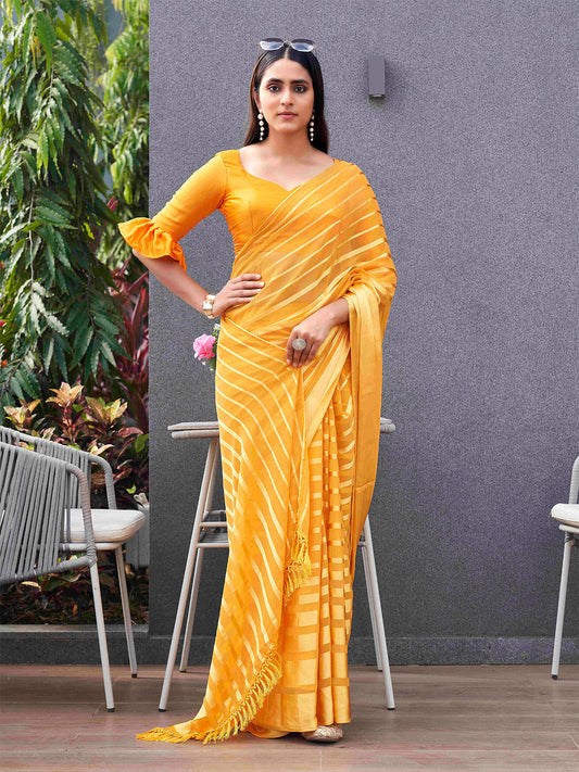 Tikhi Imli Striped Georgette Ready to Wear Saree