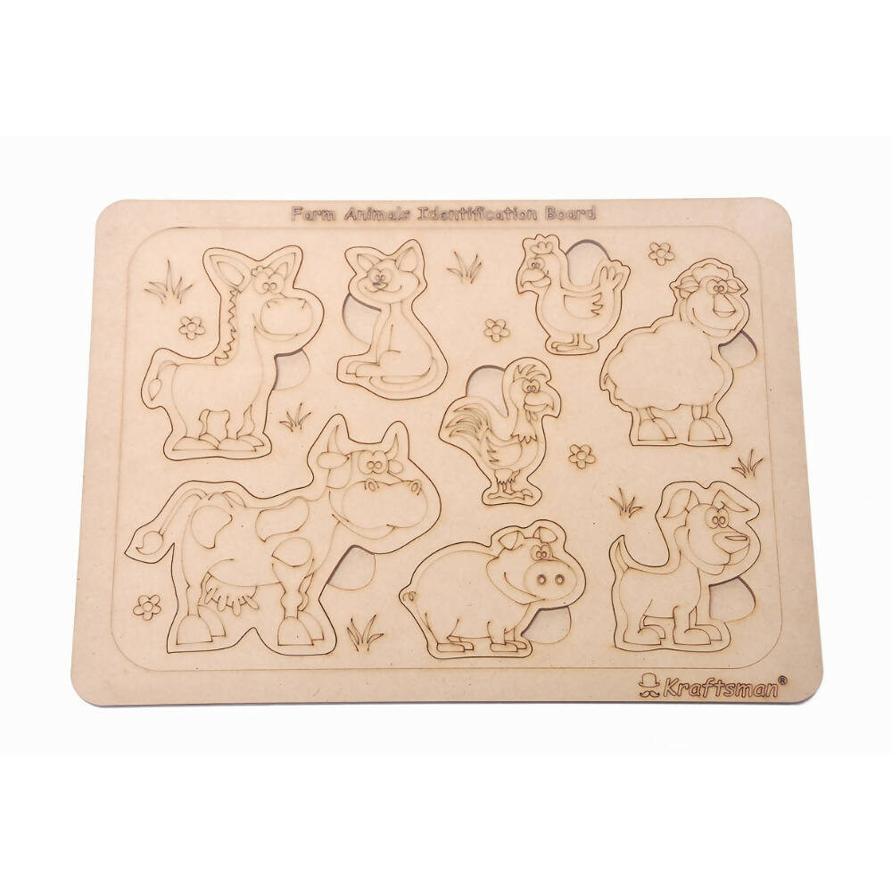 Kraftsman Farm Animals Identification Puzzle Board With Color Kit Included