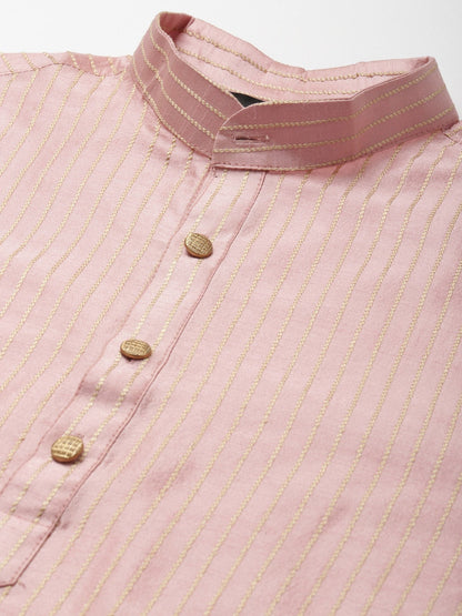 Sojanya Men Pink Solid Kurta & Churidar Comes With a Nehru Jacket