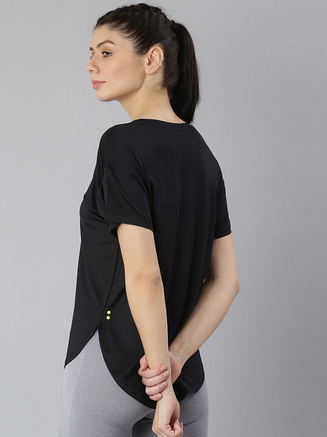 MKH Women Black Dri-FIT Sports T-shirt