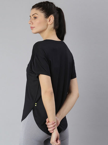 MKH Women Black Dri-FIT Sports T-shirt