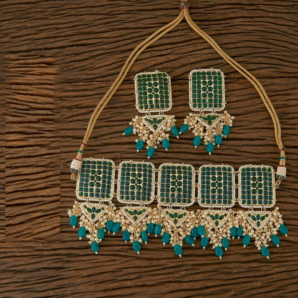 Joban Fashion Women Golden White Green Necklace Set
