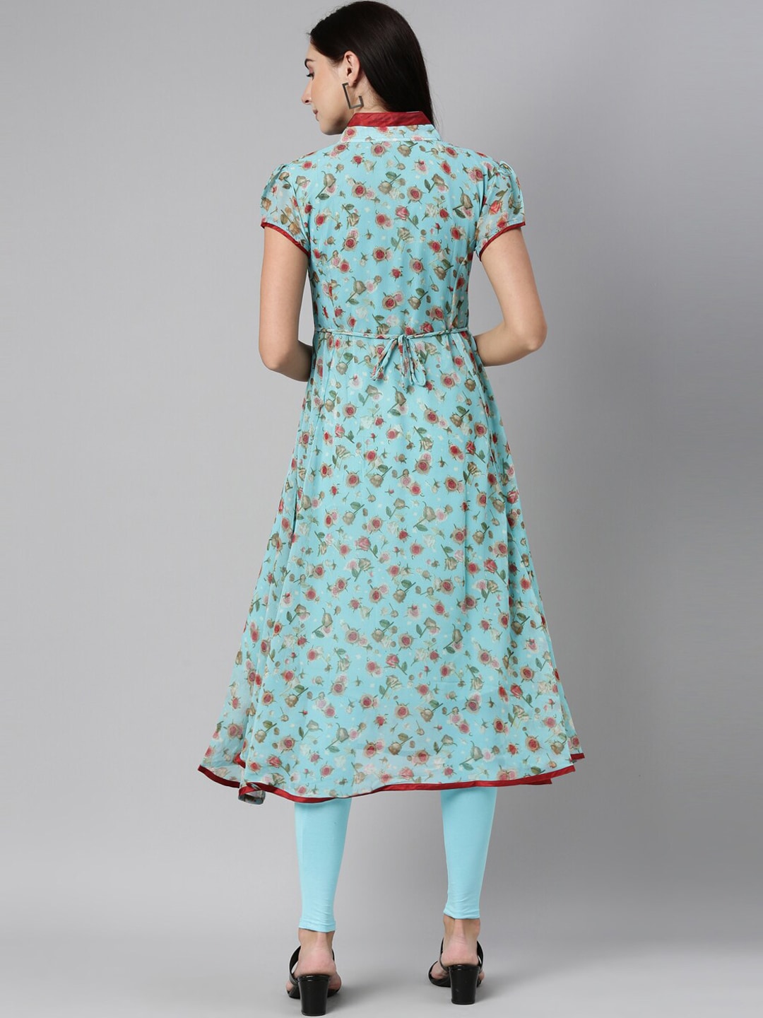 Souchii Blue Floral Printed Floral Anarkali Kurta