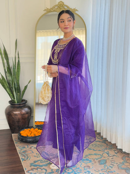The52 Beautiful Embroidery Work with Rayon Slub Fabric Straight Kurta, Pant and Dupatta Set