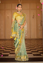 Monjolika Fashion Silk Blend Saree In Mint Green & Mustard Yellow With Meenakari Zari Weaving