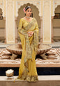 Monjolika Fashion Silk Blend Silk Saree In Light Yellow With Rich Meenakari Zari Weaving