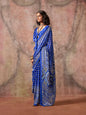 Monjolika Fashion Blue Color Ajrakh Print With Bandhej Pattern Satin Georgette Saree
