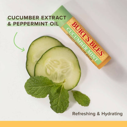 Burt's Bees Natural Moisturizing Lip Balms (Beeswax, Cucumber Mint, Coconut & Pear, Vanilla Bean)