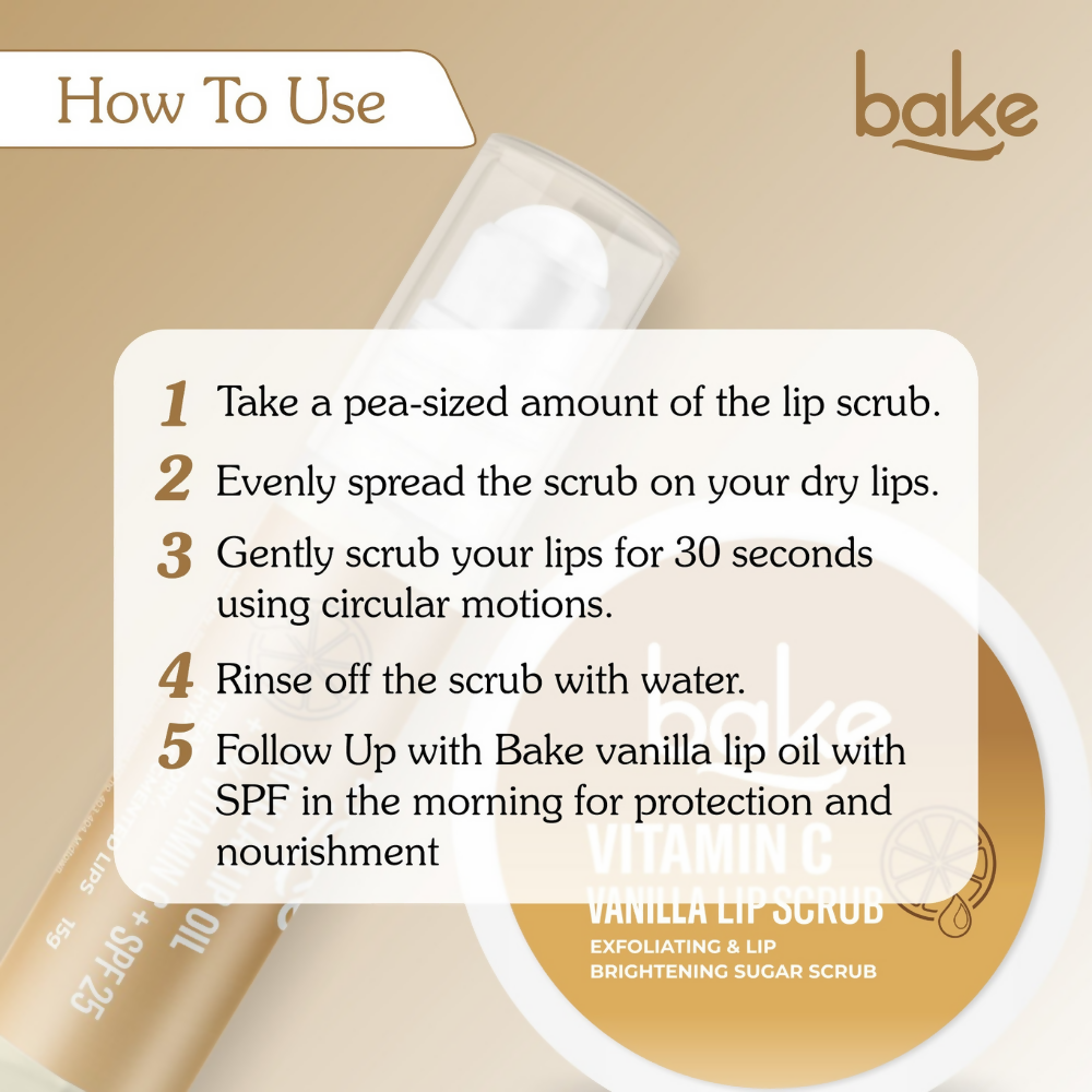 Bake Vitamin C Vanilla Lip Kit With Lip Balm SPF 25 & Lip Scrub For Dark & Pigmented Lips