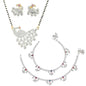 AanyaCentric Gold-Polished Mangalsutra Pendant Earring Set & Silver Plated Anklet