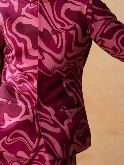 Abstract Marble Print Cotton Nehru Jacket Set by Hilo Design