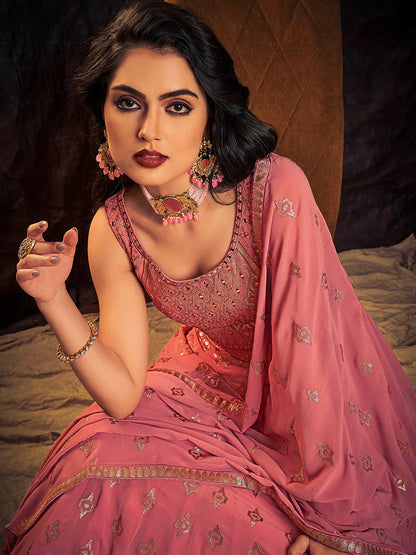 Myra Pink Real Georgette Designer Gown Style Suit