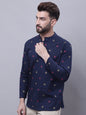 Even Apparels Blue Pure Cotton Short Kurta With Band Collar
