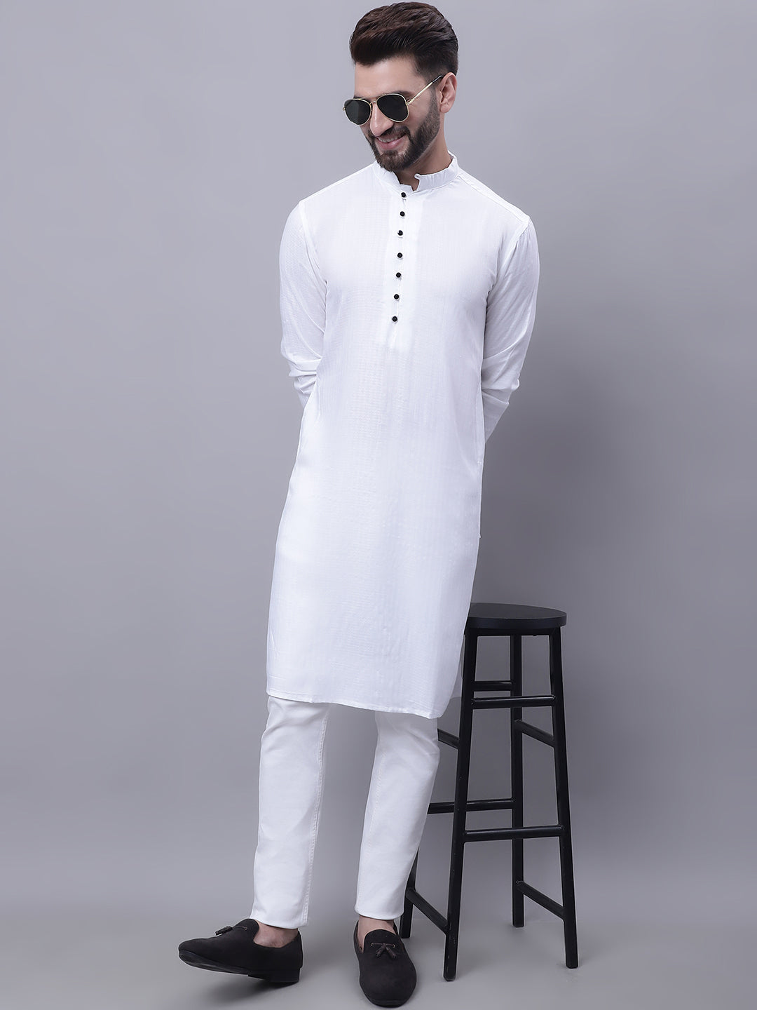 Even Apparels White Pure Cotton Kurta With Band Collar