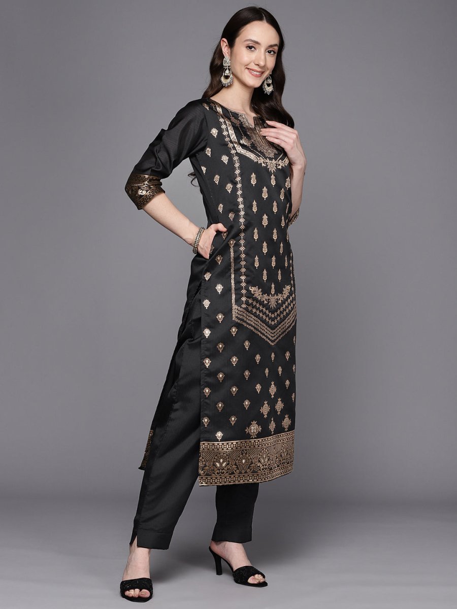 Ahalyaa Unstitched Black Dress Material