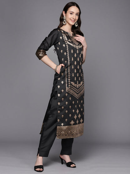 Ahalyaa Unstitched Black Dress Material