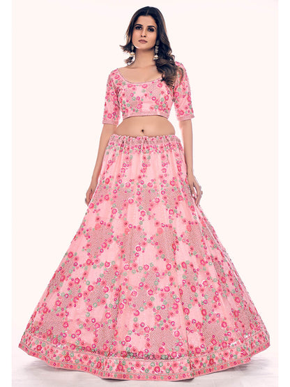 Myra Peach Soft Net Embroidered Designer Lehenga Choli