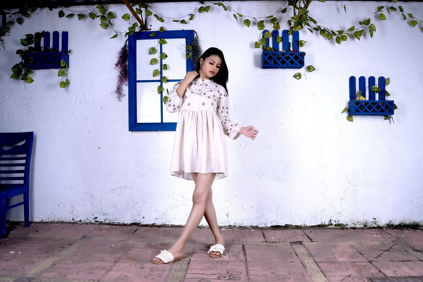 Noroke Silk Embroidered Tunic - Off white