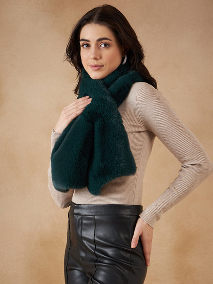 InWeave Women's Dark Teal Faux Fur Neck Warmer