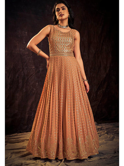 Myra Apricoat Real Georgette Designer Gown Style Suit