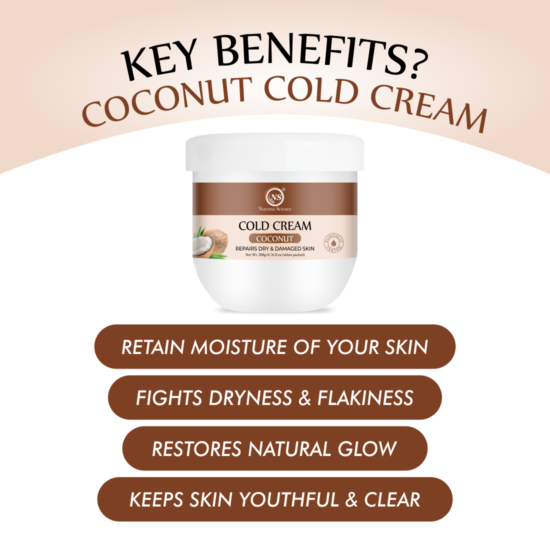 Nuerma Science Coconut Cold Cream For Winters To Repair Dry & Damaged Skin