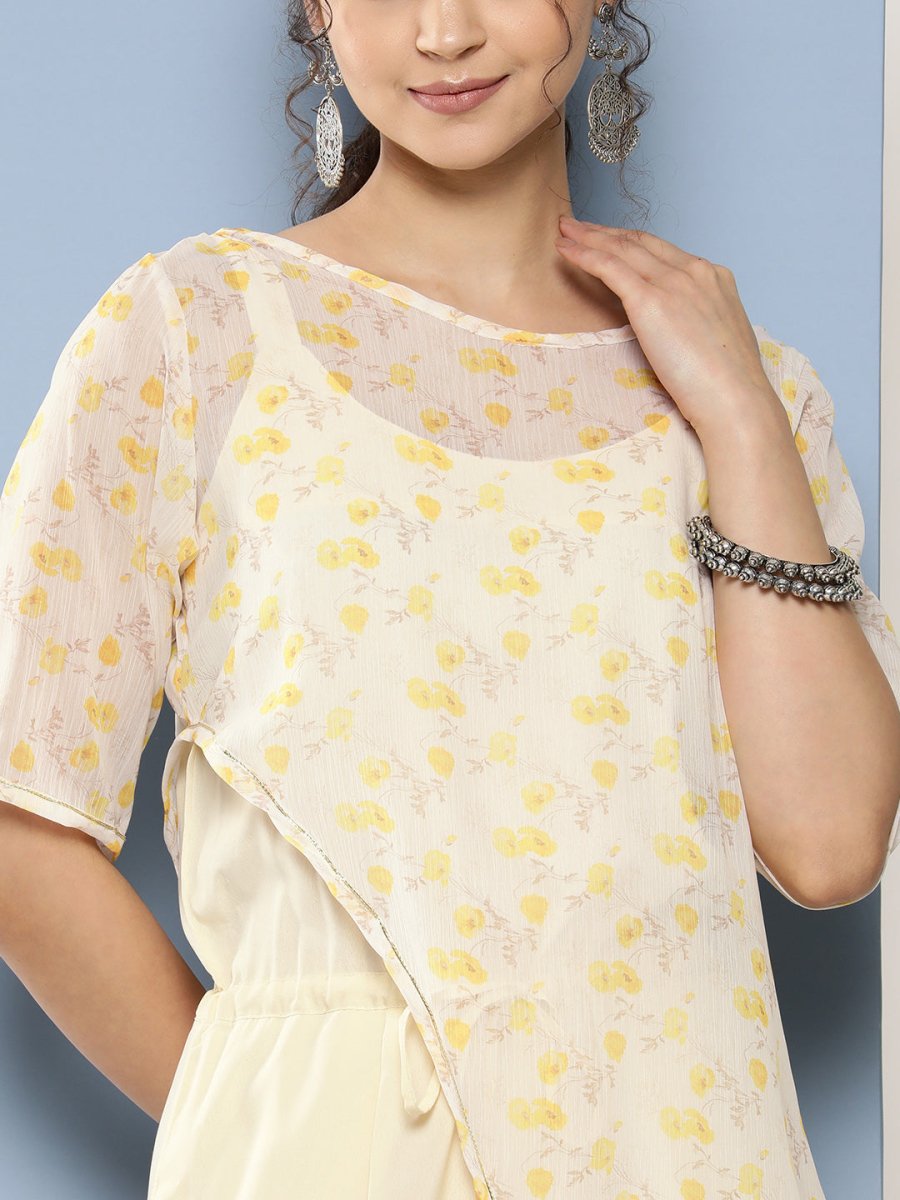 Ahalyaa Printed Waist Tie-Ups Basic Jumpsuit