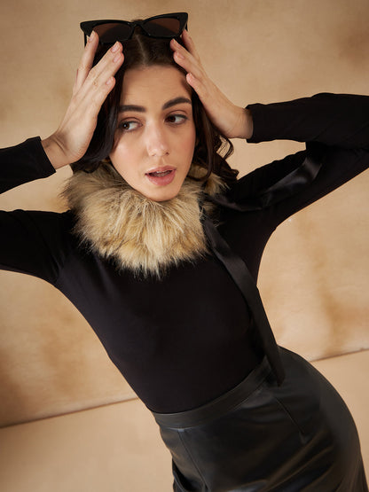 InWeave Women's Cat Print Fur Neckpiece