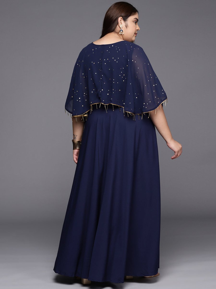 Ahalyaa Plus Size Round neck Maxi Ethnic Dress