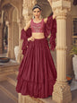Myra Maroon Chinon & Art SIlk Embroidered Designer Lehenga Choli