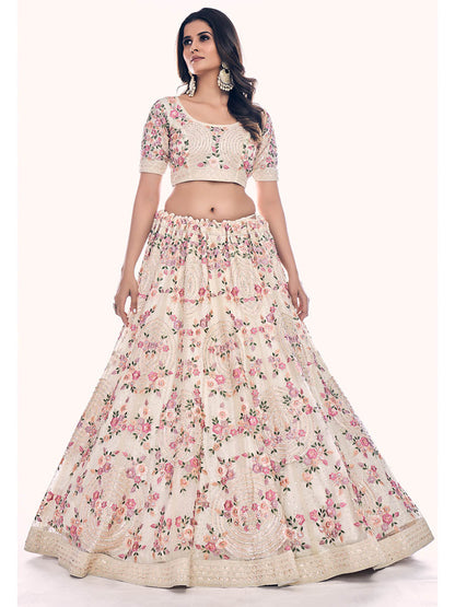 Myra White Soft Net Embroidered Designer Lehenga Choli