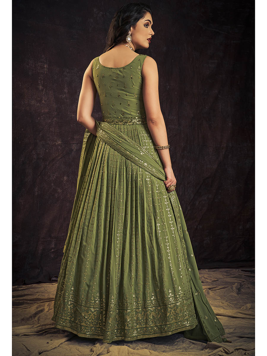 Myra Green Real Georgette Designer Gown Style Suit