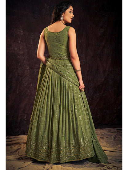 Myra Green Real Georgette Designer Gown Style Suit