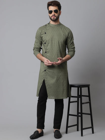 Even Apparels Green Sherwani Kurta With Asymetrical Cut