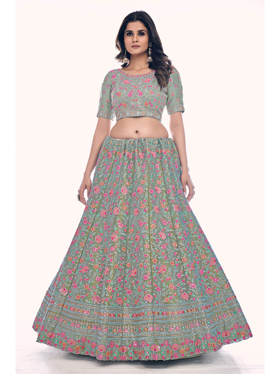 Myra Green Gota Silk Embroidered Designer Lehenga Choli