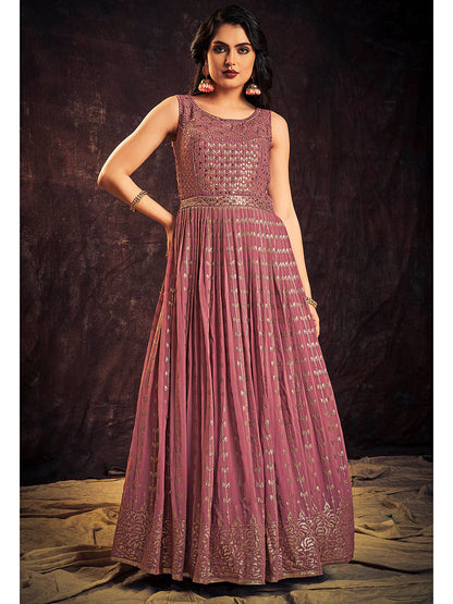 Myra Mauve Real Georgette Designer Gown Style Suit