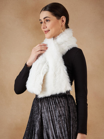 InWeave Women's Pure White Faux Fur Neck Warmer