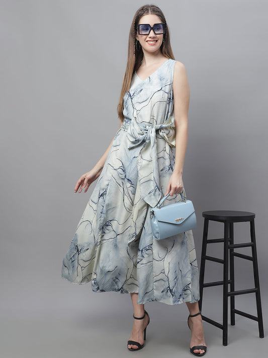 Jainish Women's Blue Printed A-Line Dresses