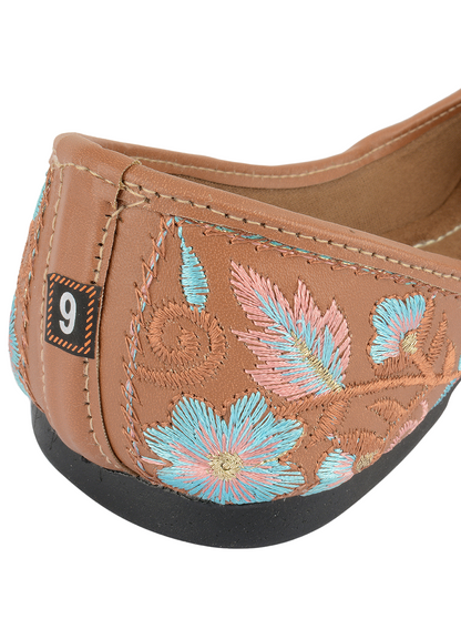 Desi Colour Women Indian Ethnic Footwear-Cushioned Peach Floral