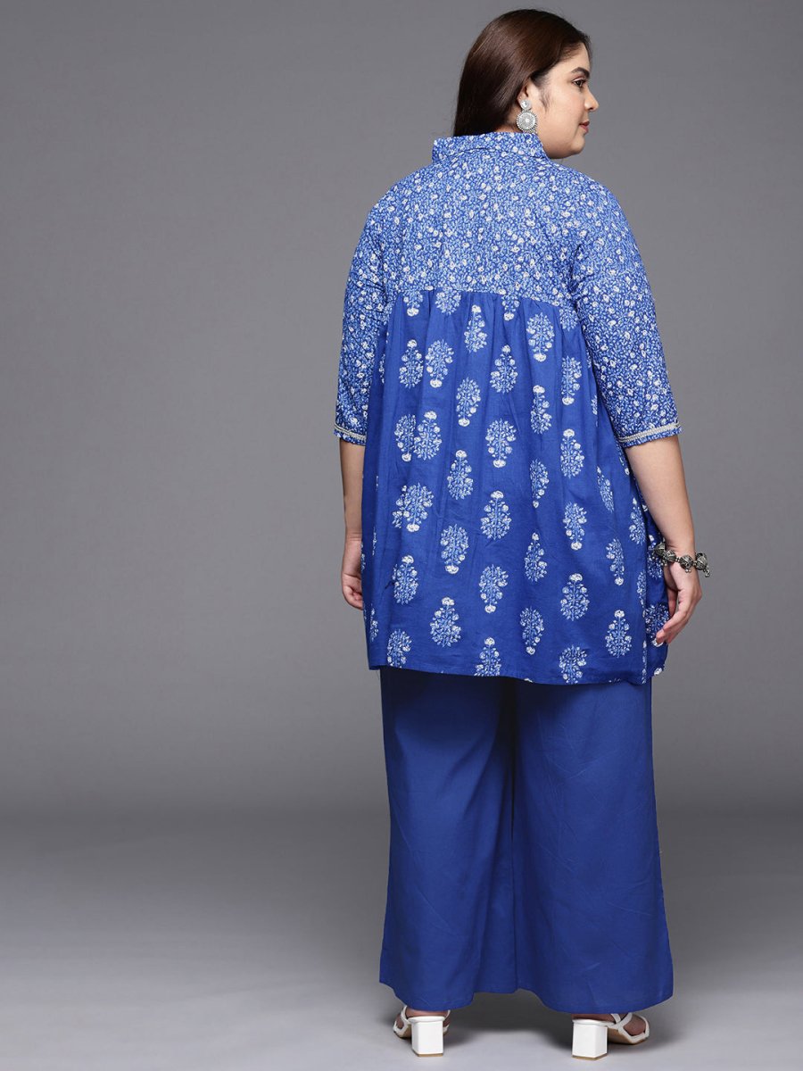 Ahalyaa Women Plus Size Cotton Tunic with Palazzos