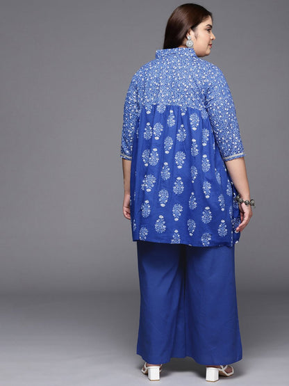 Ahalyaa Women Plus Size Cotton Tunic with Palazzos