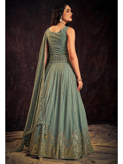 Myra Olive Real Georgette Designer Gown Style Suit