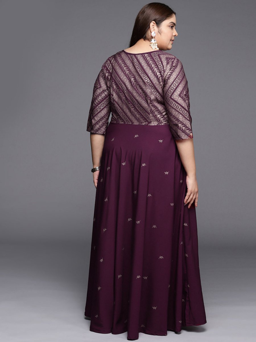 Ahalyaa Plus Size V-neck Maxi Ethnic Dress